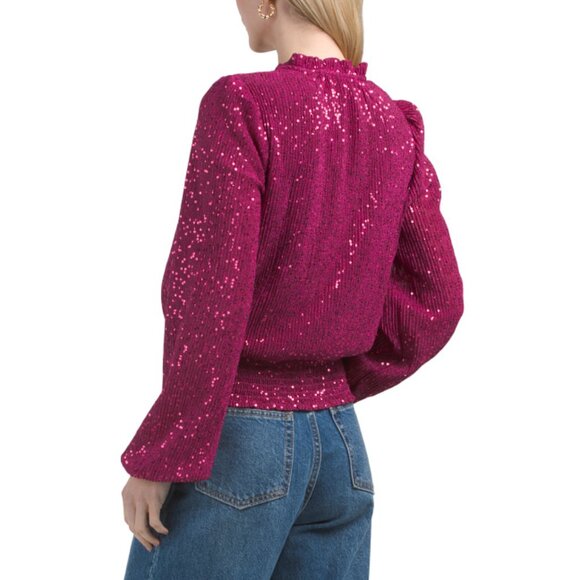 HAVER + BLAIR magenta Sequin Blouse - Picture 2 of 2